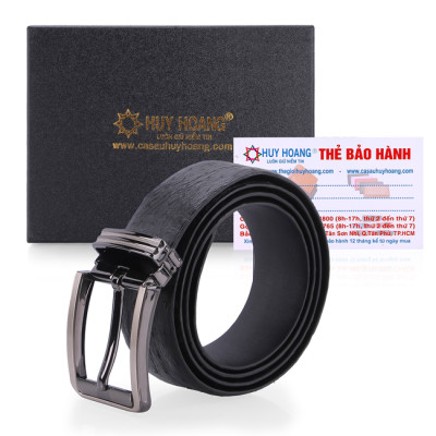 HJ4438-39-40-41 - Thắt lưng nam da đà điểu Huy Hoàng da hột 4P đầu kim màu đen, nâu đất, vàng bò, nâu đỏ