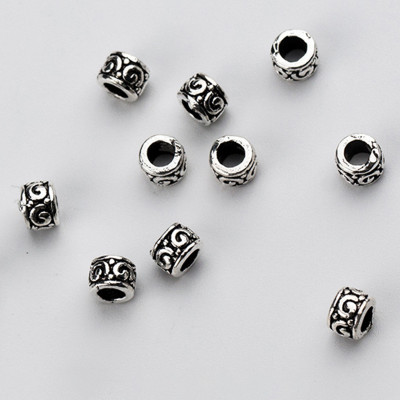 Combo charm bạc hình trụ chặn hạt họa tiết hoa văn - Ngọc Quý Gemstones