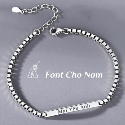 [Khắc tên] [Ghi Chú] Lắc  kèm tên cặp đôi vuông nam nữ Khắc Tên theo yêu cầu thuần Việt