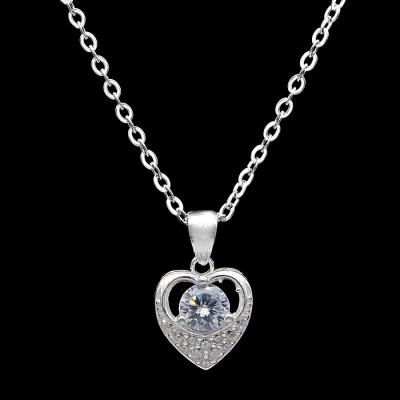 Dây Chuyền Nữ Hình Trái Tim Đá Trắng BẠC HIỂU MINH DMD408W