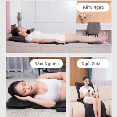Nệm (Đệm) Massage Toàn Thân Nikio NK-151 - Con Lăn Xoa Bóp Cổ Vai Gáy, 10 Động Cơ Matxa Rung Toàn Thân, Kết Hợp Nhiệt Sưởi Và Túi Khí Nâng Đỡ Cột Sống, Hỗ Trợ Điều Trị Đau Nhức Lưng