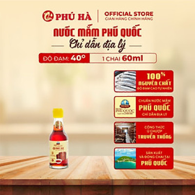 Nước mắm Phú Quốc Chỉ Dẫn Địa Lý Phú Hà 40 độ đạm - 1 chai 60ml