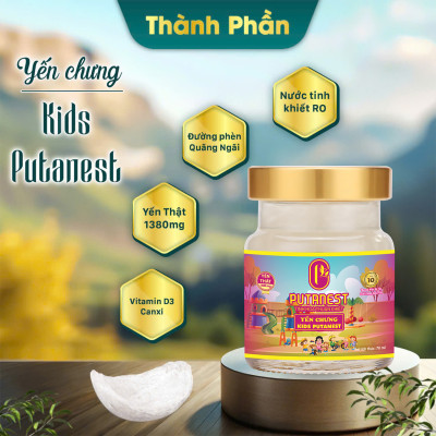 Yến chưng Kids PUTANEST hộp quà tặng cao cấp 12 hũ 70ml tăng đề kháng ăn ngủ ngon bé khỏe mạnh