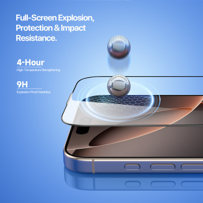 [Không Lẹm Viền] Miếng Dán Cường Lực Trong Suốt Khung Tự Dán Dux Ducis cho iPhone 16 Pro Max / 16 Pro/ 16e, Roga Series_ Hàng Chính Hãng