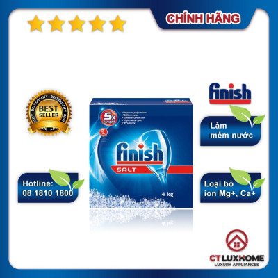 Muối rửa chén bát Finish 4kg kèm túi zip 