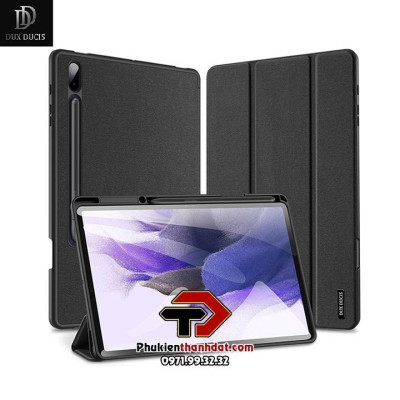Bao da dành cho Samsung Tab S8 Plus/ S7 Plus/ S7 FE DOMO Series Lưng Dẻo Vải Jean Khay Bút - Hàng chính hãng