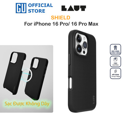 Ốp Lưng LAUT SHIELD Cho iPhone 16 Pro/16 Pro Max Có Vòng Sạc Không Dây Cấu Trúc 2 Lớp Chống Va Đập Độ Rơi 4.2m Hàng Chính Hãng