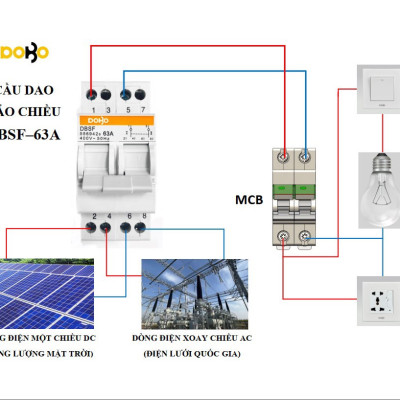 Cầu dao đảo chiều DoBo 63A, thương hiệu DoBo, bảo hành 12 tháng chính hãng đổi mới