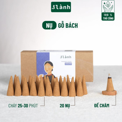 Nụ Thủ Công Gỗ Bách Cedar 3 Lành Hộp 20 Nụ 100 % Tự Nhiên Tặng Kèm Đế Chăm, Không Hóa Chất Xông Thơm