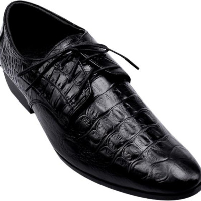 Giày Tây Nam Vân Cá Sấu Huy Hoàng HT7128 - Đen