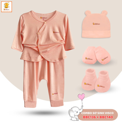 Set sơ sinh cài chéo 5 món Babiboo vải visco siêu mềm cho bé