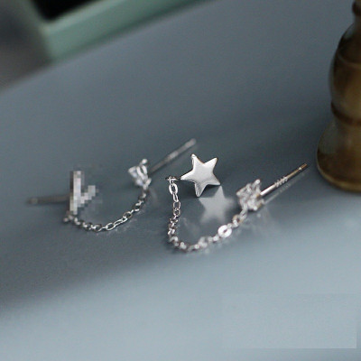 Đôi bông tai dây chuyền ngôi sao đính đá tinh tế điệu đà