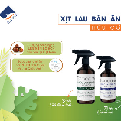 Xịt Lau bàn ăn hữu cơ Bồ hòn tinh dầu Quế 500ml thương hiệu Ecocare