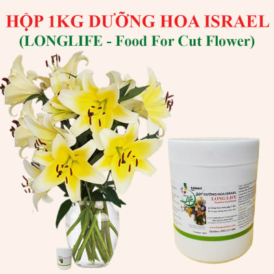 Hủ 1KG Bột Dinh Dưỡng Hoa Lâu Tàn dành cho Shop Hoa, Vựa Hoa hiệu Longlife SG nhập khẩu Israel, giúp bảo quản hoa cắm MUD tươi gấp 2 lần bình thường và Hạn chế thay hoa định kỳ