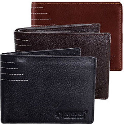 HJ2128-29-30 - Bóp nam Huy Hoàng viền chỉ màu da, đen, nâu