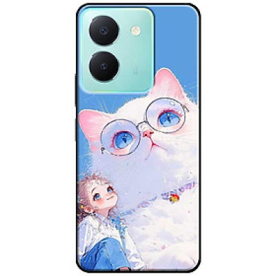 Ốp lưng cho Vivo Y03 - Y03T - Y18 - Y18S - Y18T - Y27 5G - Y28 4G - Y36 - Cô Gái Và Mèo Kính - Hàng Chính Hãng