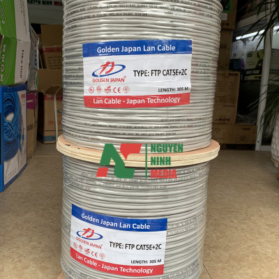 Dây Cáp Mạng Kèm Nguồn Cat5e FTP + 2C Golden Japan Bọc Bạc Chống Nhiễu - Hàng Chính Hãng (Bán Lẻ Mét)