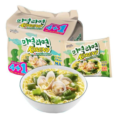 Thùng 6 Lốc Mì Rong Biển vị Ngao Koreno (5 gói/Lốc)