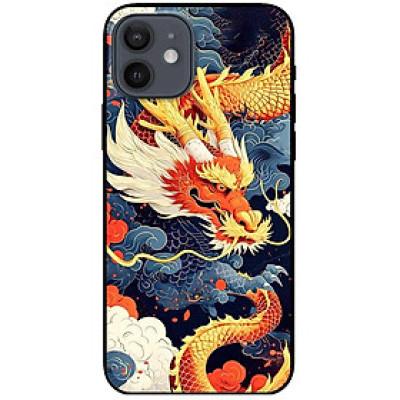 Ốp lưng cho iPhone 12 - iPhone 12 Pro - 12 Pro Max - 13 Mini - iPhone 13 - 13 Pro - 13 Pro Max - Rồng Xanh Cam - Hàng Chính Hãng