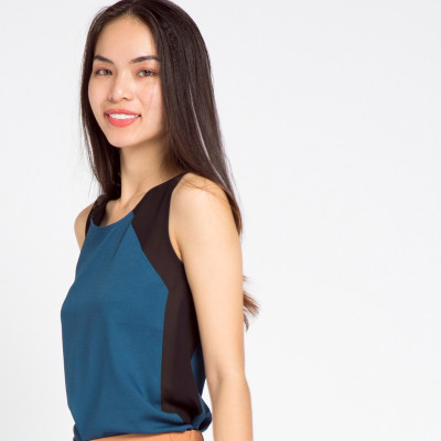  Áo Kiểu Sát Nách Thời trang thiết kế Hity TOP075 (Xanh Indigo)