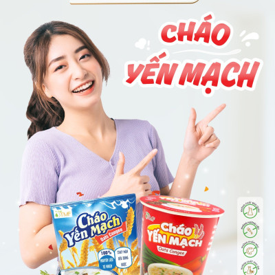 6 ly cháo yến mạch gạo lứt ly 43g TÂM MINH FOODS không bột ngọt