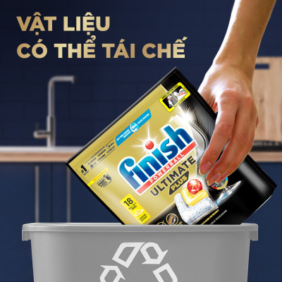 Combo 3 Viên rửa chén Finish Ultimate 18 viên + Nước làm bóng 500ml + Muối rửa chén 2kg