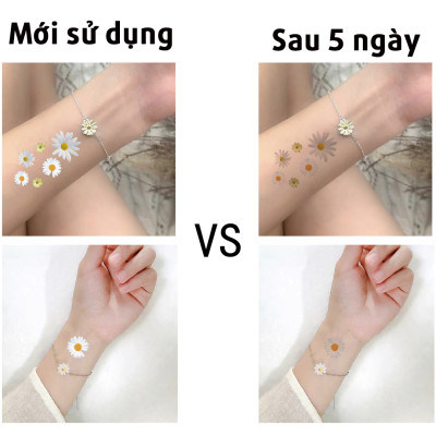 Set 10 Tờ Hình Xăm Dán 8 Ngày Chống Nước Lâu Trôi Hoa Cúc Họa Mi, Mặt Trăng, Trái Đất Thời Trang Legaxi