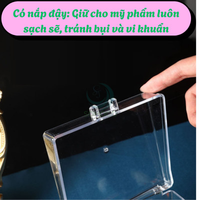 Hộp Đựng Mỹ Phẩm Đa Năng Trong Suốt- Hộp Nhựa Trong Đựng Son, Mút Trang Điểm, Bông Tẩy Trang- Hộp Đựng Mỹ Phẩm Có Nắp Sang Trọng- Hộp Trang Điểm Mini Gọn Gàng- Hộp Đựng Đồ Makeup Chia Ngăn Tiện Lợi