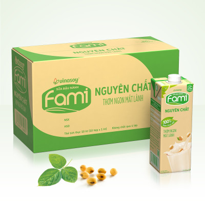 Thùng 10 Hộp Sữa Đậu Nành Vinasoy Fami Nguyên Chất (1 lít / Hộp)