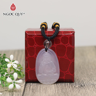 Dây chuyền phật bản mệnh đá mã não trắng 5x3cm mệnh thủy, kim - Ngọc Quý Gemstones