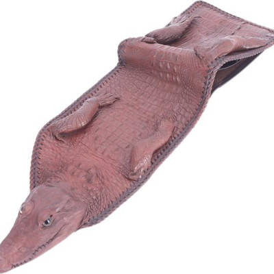 Ví Nam Da Cá Sấu Nguyên Con Vip Huy Hoàng HT2271 (12.5 x 10 cm) - Nâu Đỏ