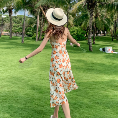 Đầm maxi 2 dây dễ mặc, chất voan mềm mát, họa tiết hoa vàng nhẹ nhàng nữ tính | MX057