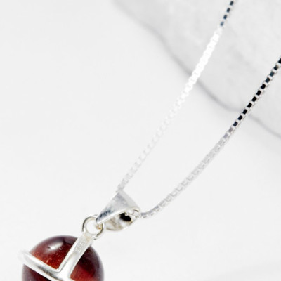 Mặt Dây Chuyền Phong Thủy Đá Mắt Hổ Nâu Đỏ 1 Hạt Tặng Dây Chuyền Bạc (8mm) Mệnh Hỏa, Thổ Ngọc Quý Gemstones