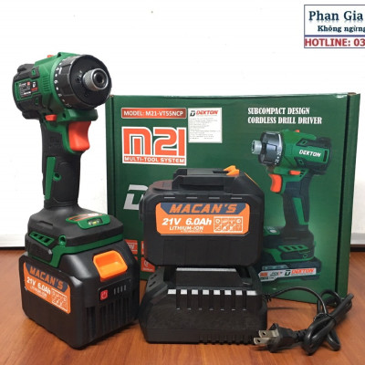 Máy Chuyên Vít Trượt Dùng Pin Dekton M21-VT55NCP, Lực Siết 55N.w, 2 Pin 15 Cell - Chân Pin Phổ Thông, Bảo Hành 12 Tháng