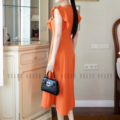 Đầm cam cánh tiên NGADO , đầm xòe , đầm dạo phố dự tiệc