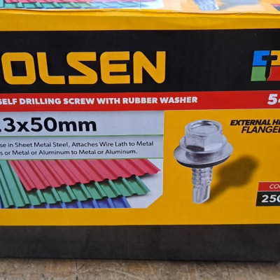 HỘP CÂY VÍT LỤC GIÁC TỰ KHOAN VỚI VÒNG ĐỆM CAO SU SIZE TỪ 4.8X19MM-6.3X75MM TOLSEN - HÀNG CHÍNH HÃNG