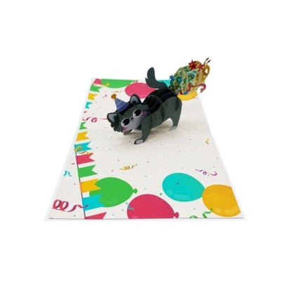 Thiệp 3D Pop Up Mèo Đội Nón Sinh Nhật – Thiệp Chúc Mừng Sinh Nhật Dễ Thương, Độc Đáo, B27