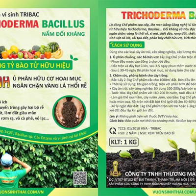 Combo 1 gói Chế phẩm EM gốc và 1kg Nấm đối kháng Trichoderma TRIBAC. Ủ phân cá, rác bã hữu cơ hoai mục nhanh không mùi hôi. Ngăn chặn nấm bệnh gây thối rễ vàng lá