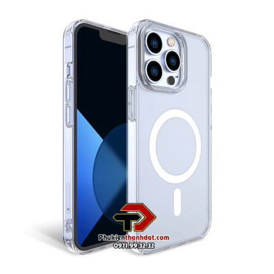 Ốp lưng trong suốt dành cho iPhone 14 Pro, 14 Pro Max hỗ trợ sạc không dây Mag Safe - Hàng nhập khẩu