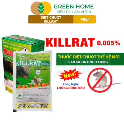 Thuốc Diệt Chuột Greenhome, Killrat, Bao 40gr, Thế Hệ Mới, Hiệu Quả, Diệt Cả Đàn, Giúp Nhà Sạch Sẽ, Bảo Vệ Vườn