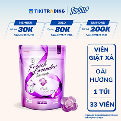 Viên giặt xả Top Step hương Lavender nồng nàn gói 33 viên (462g)