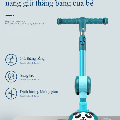 Xe Trượt Scooter Trẻ Em Có Ghế Gấp Gọn 3 Bánh Phát Sáng, Có Nhạc Và Đèn Báo, Dành Cho Bé Từ 2-12 Tuổi