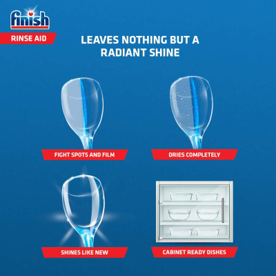 Nước làm bóng và khô chén, đĩa Finish Dishwasher Rinse Aid Shinier & Drier Dishes 800ml QT017394