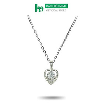 Dây Chuyền Nữ Hình Trái Tim Đá Trắng BẠC HIỂU MINH DMD408W