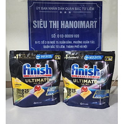 Combo 2 túi viên rửa bát Finish Quantum Ultimate 25 viên 14 chức năng trong 1