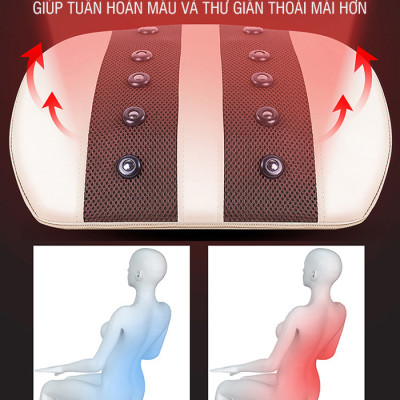 Máy (đệm) massage lưng cổ vai gáy đa năng YIJIA YJ-M3 - Rung, nóng và túi khí nâng giãn cột sống lưng và cổ
