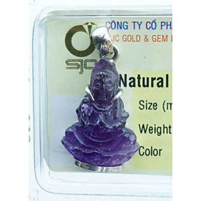 Mặt Dây Chuyền Quan Thế Âm Bồ Tát Tượng Tôn Phong Thủy Thạch Anh Tím
