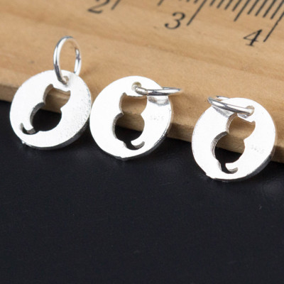 Combo 3 cái charm bạc hình mèo treo - Ngọc Quý Gemstones