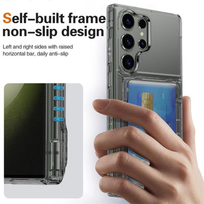 Ốp Lưng Cho Samsung Galaxy S25 Ultra / S25 Plus / S24 Ultra / S24 Plus / S23 Ultra Trong Suốt Chống Sốc Có Ngăn Để Thẻ Làm Giá Đỡ