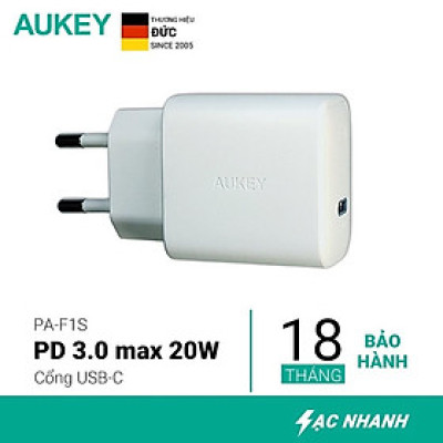 Cốc sạc Aukey 1Type-C 20W PA-F1S - Hàng chính hãng